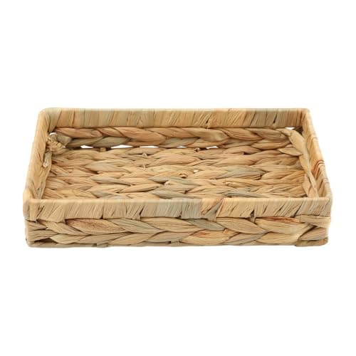 Wicker & Rattan Serving Tray - 10" Rectangle Bathroom Vanity Tray with Storage for Paper Hand Towels
