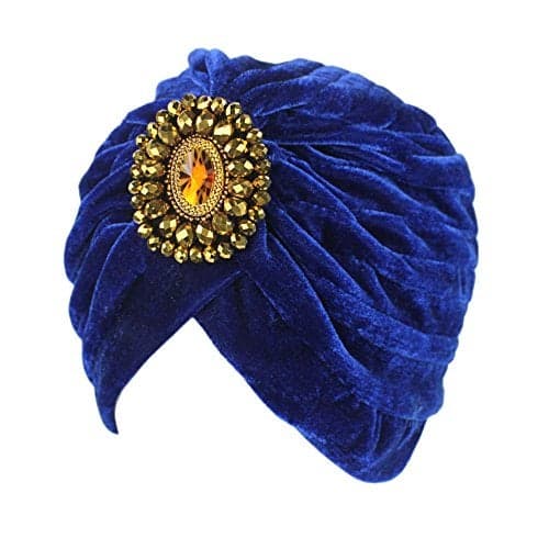 Decou Twist Pleated Hair Wrap Stretch Turban 0545 ,Blue,One size