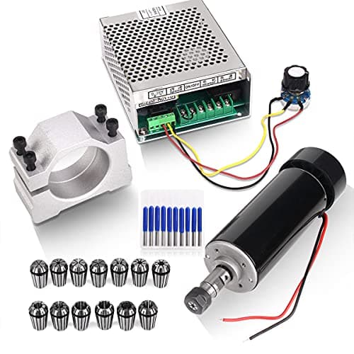 CNC Spindle, MYSWEETY 500W Air Cooled 0.5kw Milling Motor and Spindle Speed Power Converter and 52mm Clamp and 13pcs ER11 Collet for DIY Engraving