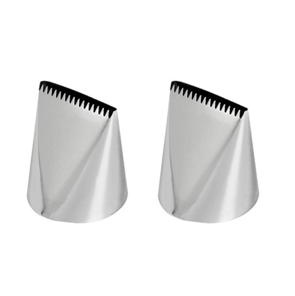 DUORUI 2pcs Icing Piping Nozzle Tips Cream Cake Decorating Cupcake Fondant Cake Stainless Steel Flat Zigzag Large Opening Shape
