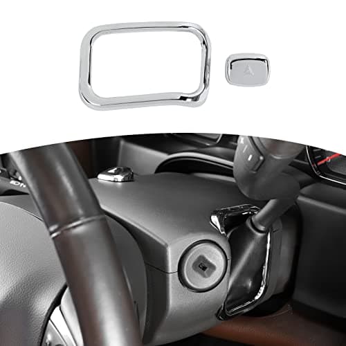 Jeliker for Silverado Shift Knob Emergency Light Button Trim Cover Chrome for Chevrolet Silverado GMC Sierra 2014-2018 Chrome Interior Accessories 2pcs