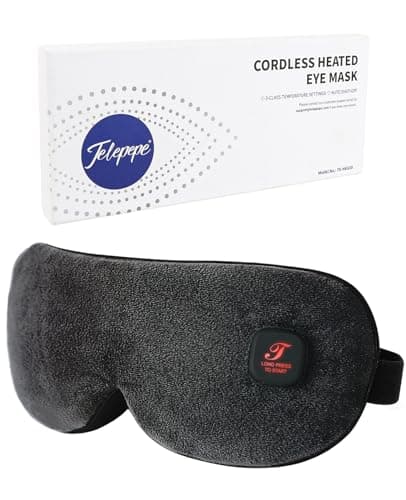 Heated Eye Mask Cordless Warm Eye Compress for Dry Eyes Blepharitis Light Blocking Heat Eye Mask for Men Women 1000mAh Rechargeable Battery and Washable Cover Black