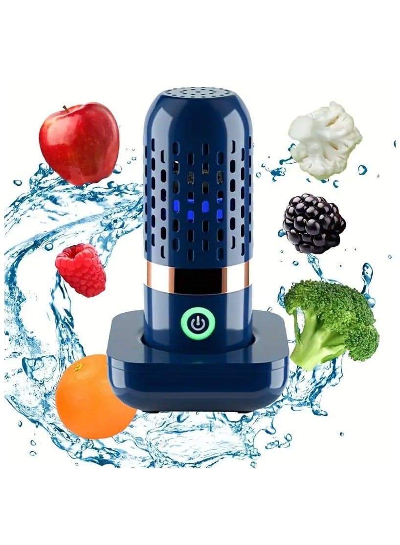 Fruit and Vegetable Purifier - Portable Capsule Type for Fast and Efficient Washing of Fruits, Vegetables, Rice, and Tableware - Wireless Charging Included