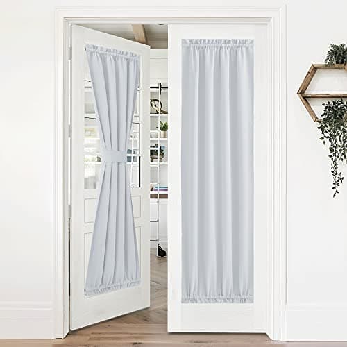 NICETOWN Room Darkening Curtain Panel for Door Sidelight Sliding Door Drapes Thermal Insulated and Privacy Assured 1 PC 36 Wide x 72 Long Greyish White