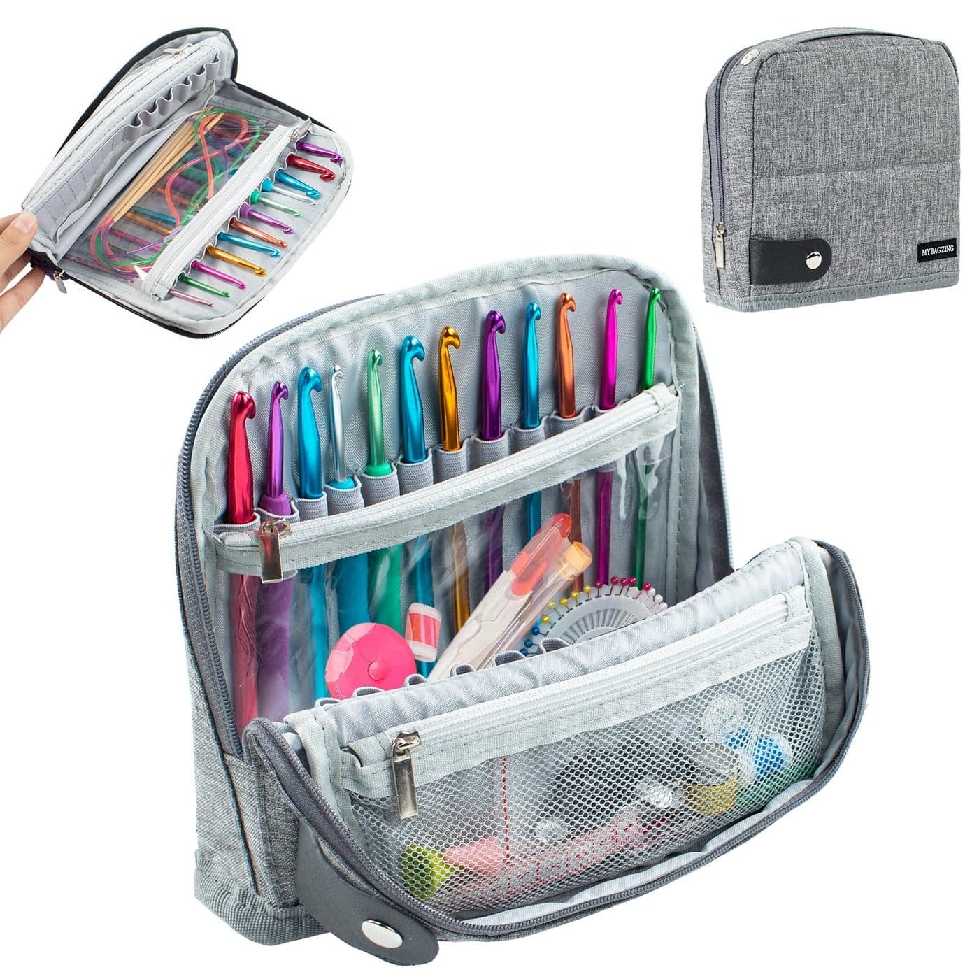 MYBAGZING Crochet Hook Case Stand Up Organizer Unique Design Knitting Crochet Supplies Holder