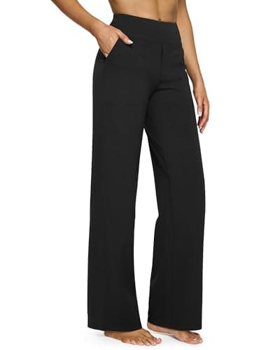 G4Free Wide Leg Pants Woman Yoga Pants with Pockets Loose Casual Palazzo Fashion Sweatpants Stretch Dress Work ClothesBlackLRegular
