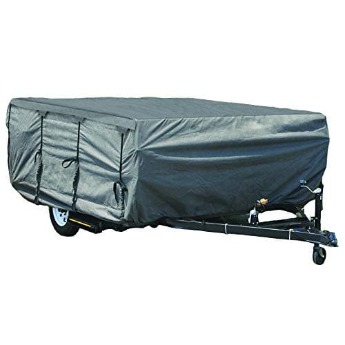 GEARFLAG Pop-up Folding Camper Cover Reinforced Windproof Side-Straps Fits 12'-14', Anti-UV Water-resistance Heavy Duty Triple Layers for Trailer RV (Fits 12' - 14')