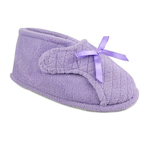 MUK LUKS Women's Micro Chenille Front Flap Adjustable Boot Slipper, Lavender, 7-8