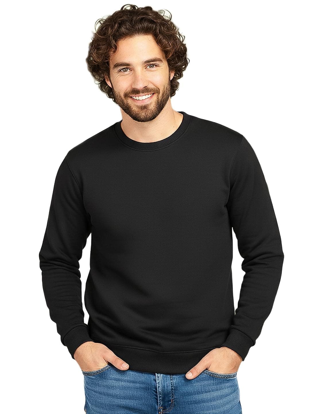 Neostreak Men's Black Cotton Round Neck Sweatshirt (neoswtsol-01-jetblk-2xl)