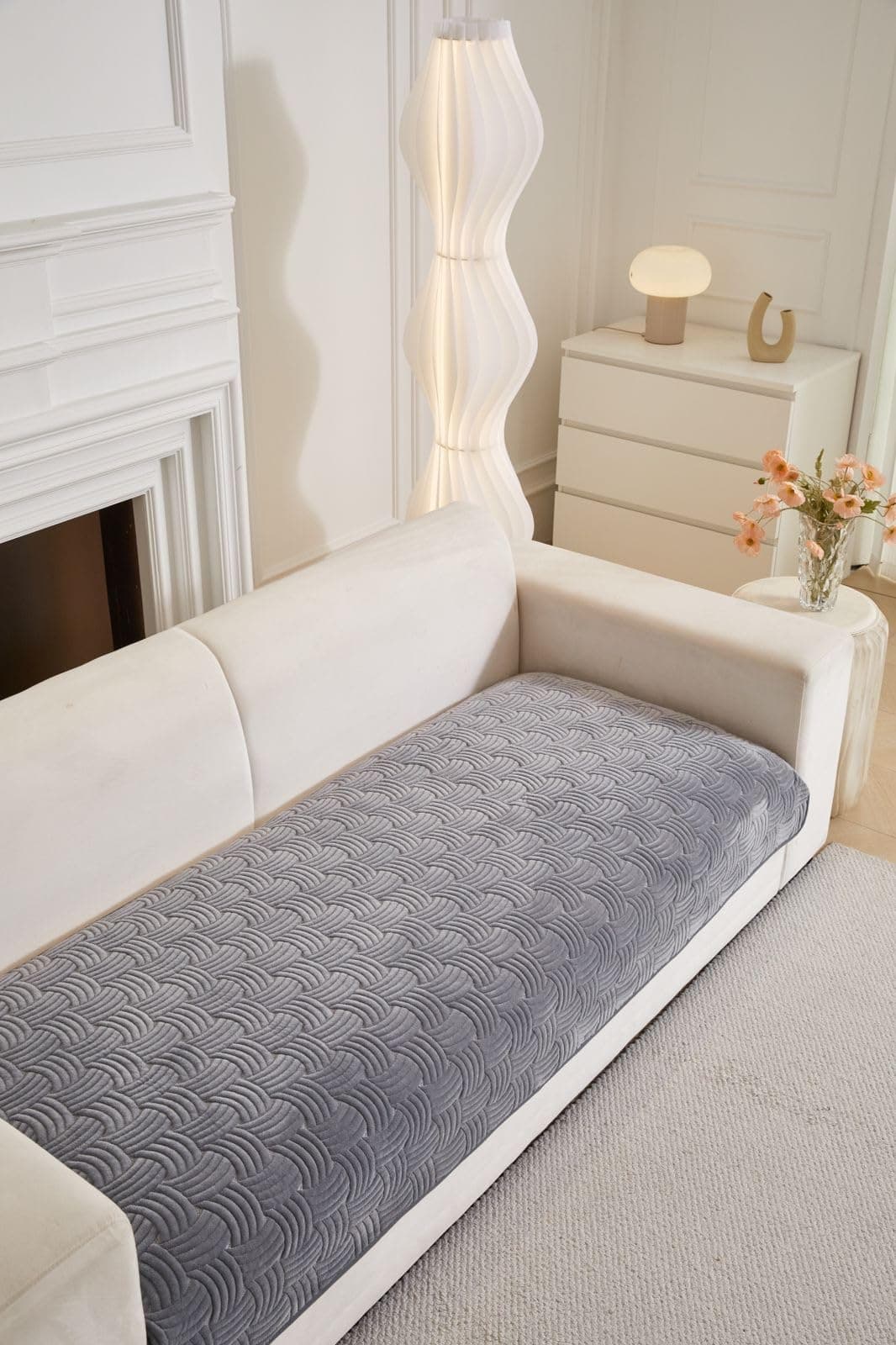 HOMETHREADS Innovative Premium Velvet Sofa Cover Mat with PVC Backing for Non-Slip Comfort (C_Grey, 1 Seater | 70x70cm)