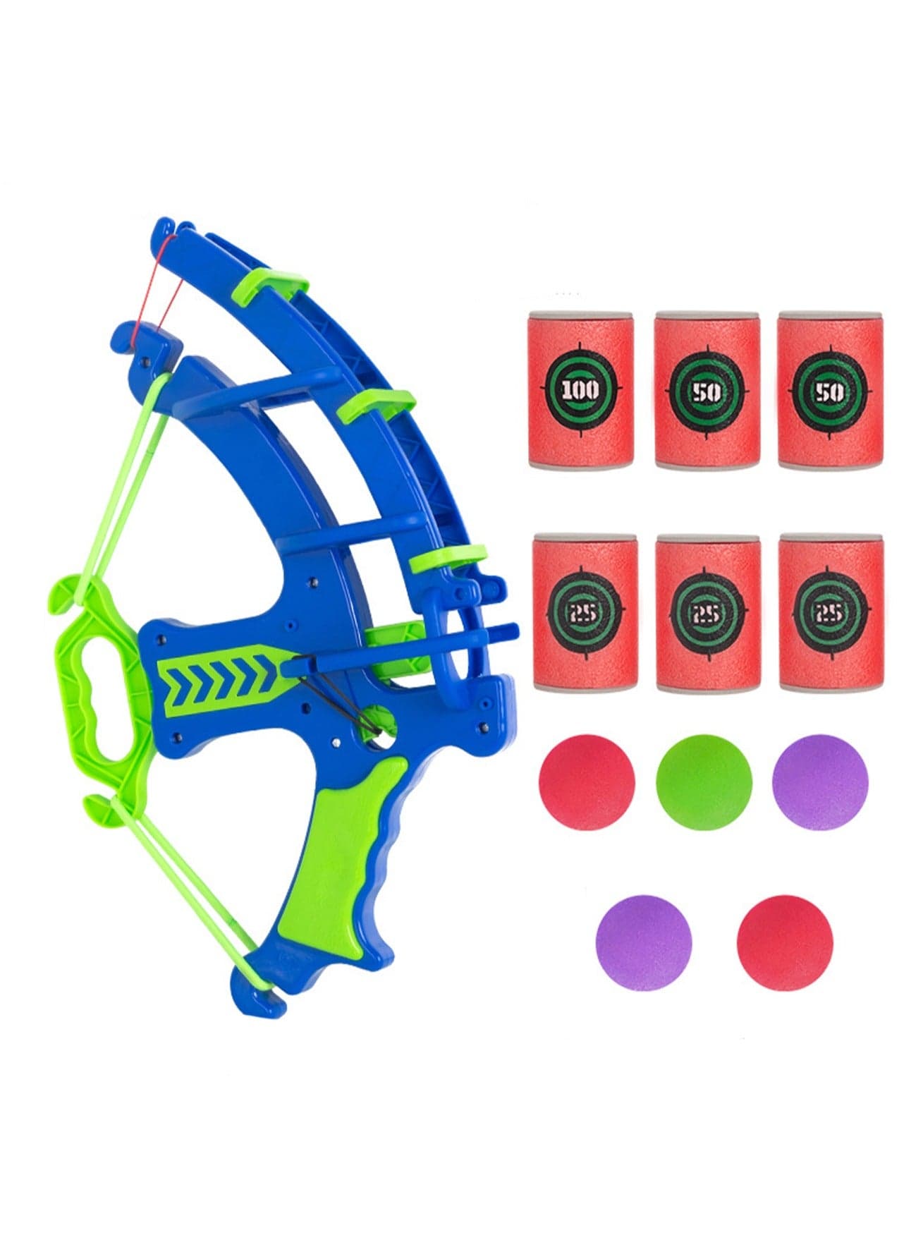Indoor Cat Ball Launcher Toy, Cat Ball Fetch Toy with 5 Bouncing Balls, Interactive Cat Toy Shooter, Cat Ball Slingshot for Training and Hunting Instinct, (Blue Bow + 5 Random Color Balls + 6 Target Buckets)