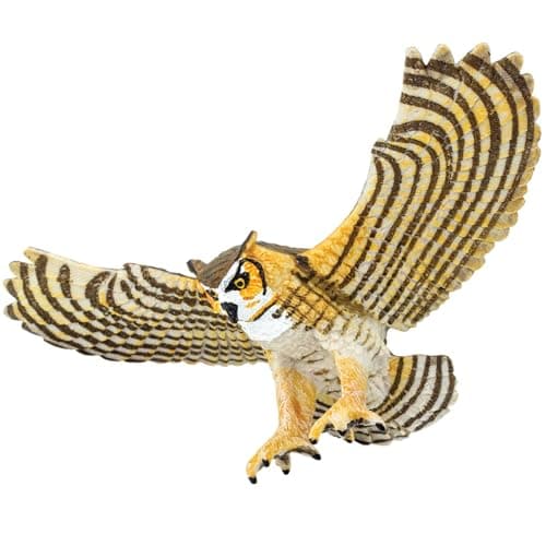 Safari Ltd Great Horned Owl Figurine Detailed 55 Plastic Model Figure Fun Educational Play Toy for Boys Girls Kids Ages 3