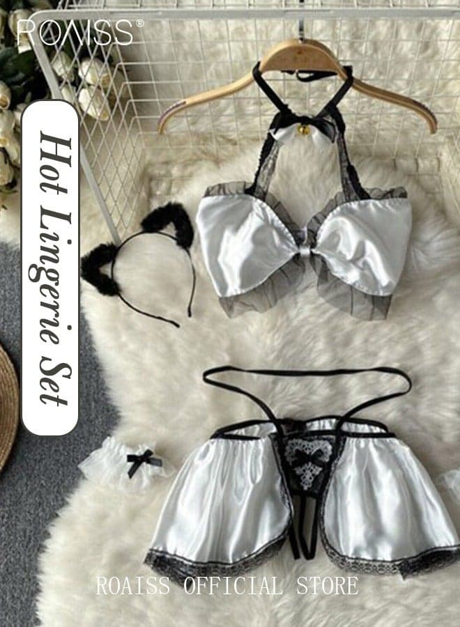 Six Piece Hot Lingerie Set for Women Bodysuit Lingerie Increase Passion Midnight Charm Pajamas Dress Gift for Ladies Wife Girlfriend