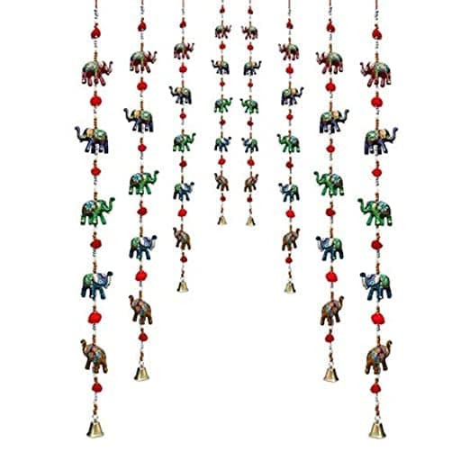 ADITYA IMPEX Home Dcor Paper Mache Elephant Door Hangings for Main Door Living Rooms Rajasthani Handicraft Wall Hanging Screen ToranBandhanwar latkan Multicolour Pair Ladi Set of 8 Piece