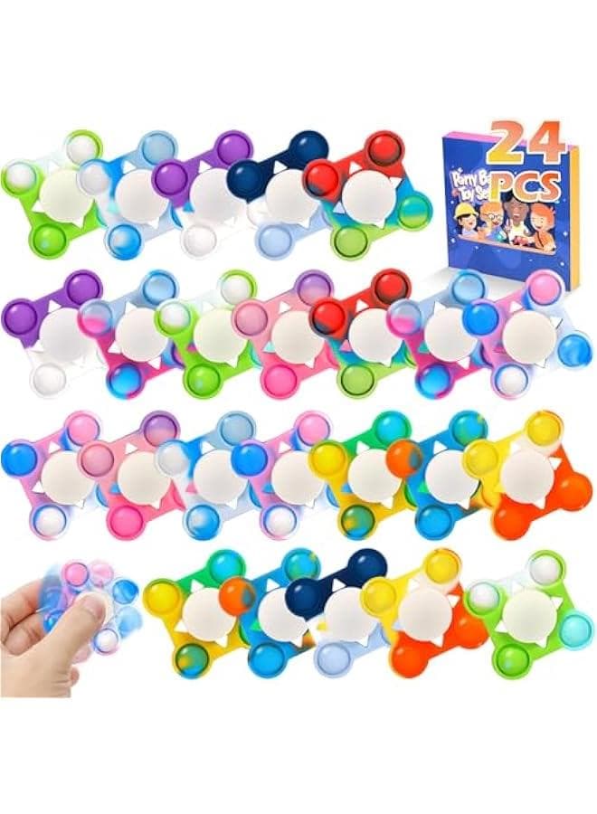 24 PCS Pop Fidget Spinners - Colorful Party Favors for Kids - Sensory Toys for Stress Relief and Anxiety - Classroom Prizes,Goodie Bag Stuffers,Birthday Gifts