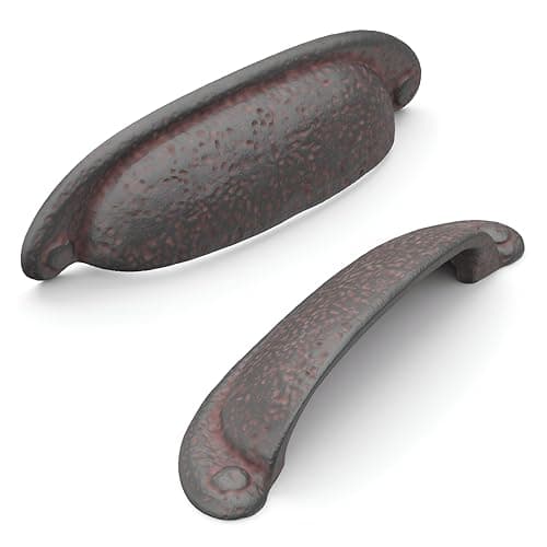 Hickory Hardware 1 Pack Solid Core Kitchen Cabinet Pull, Luxury Cabinet Handle, Hardware for Doors & Dresser Drawers, 3.78 Inch (96mm) Hole Center, Rustic Iron, Refined Rustic Collection