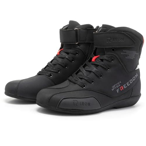 RIDEIRON Motorcycle Shoes Men CE Certified Protective Riding Boots with AntiSlip Sole Side Zipper Road Street Motocross