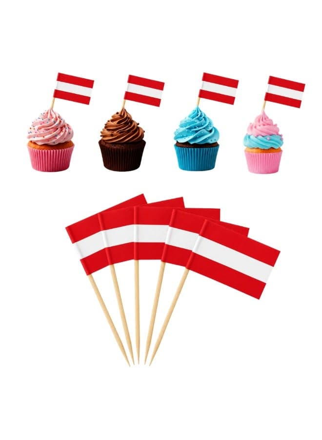 Football Cake Topper Set | 48 Country Flags | Pack of 50 Decorations (Austria)