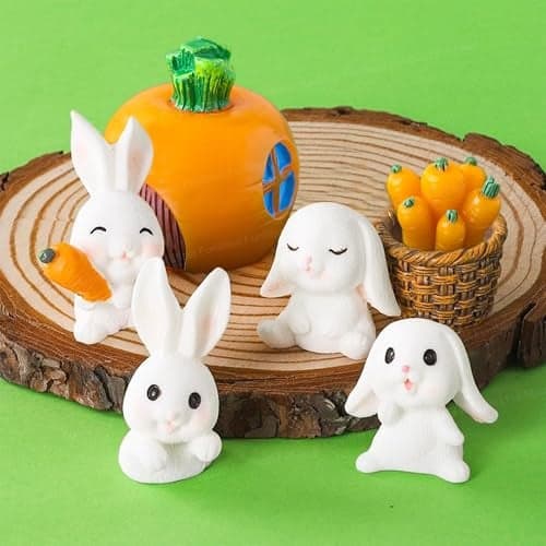 FunBlast Bunny Miniature Set – Pack of 7; Cute Miniature Figurines Showpiece, Gift for Him/Her, Festive Decoration Home Decor, Table, Car Dashboard, Bedroom, Office (Multicolor)