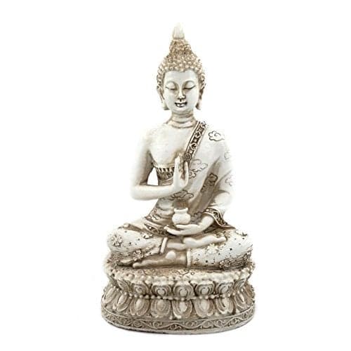 Ornerx Thai Sitting Buddha Statue for Home Decor Ivory 6.7 "