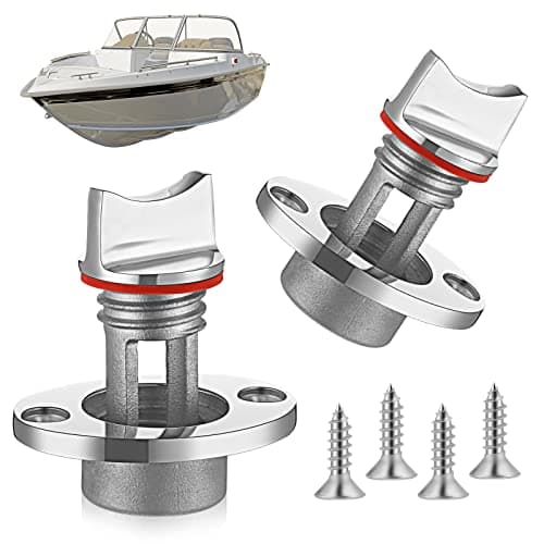 Ripeng Boat Drain Plug Stainless Steel Marine Drain Plug Oval Garboard Transom Boat Plug Kit with Waterproof Seal Ring for 1 Inch Hole, Thread for 3/4 Inch (2, Red)