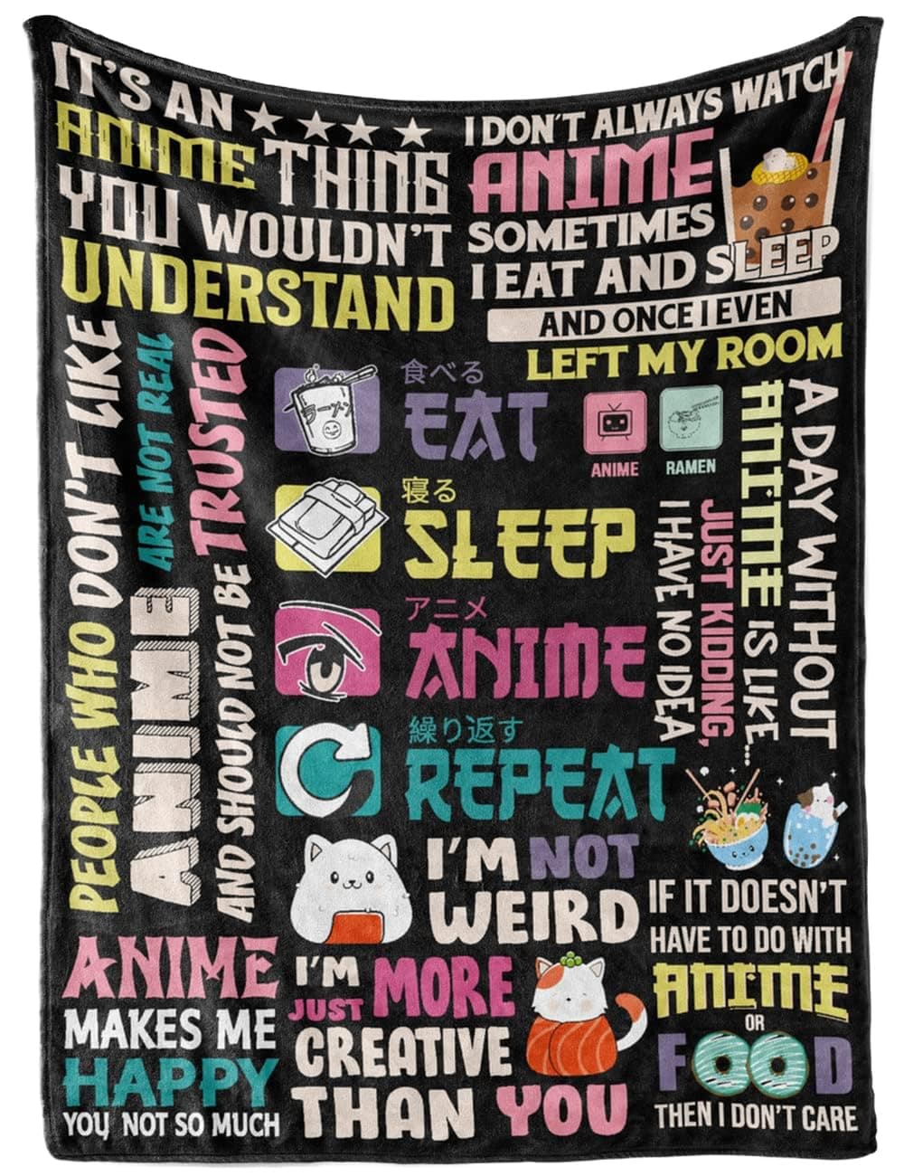 Anime Gifts Throw Blanket for Girls Women Boys Birthday Kawaii Gifts for Anime Lovers 65 x 50