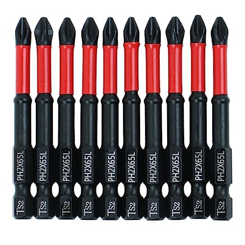 AUTOTOOLHOME 10 Pack Phillips PH2 Magnetic Anti Slip Screwdriver Bit Set 25 L TS2 AntiSlip Long Drill Bits Impact Driver Bits