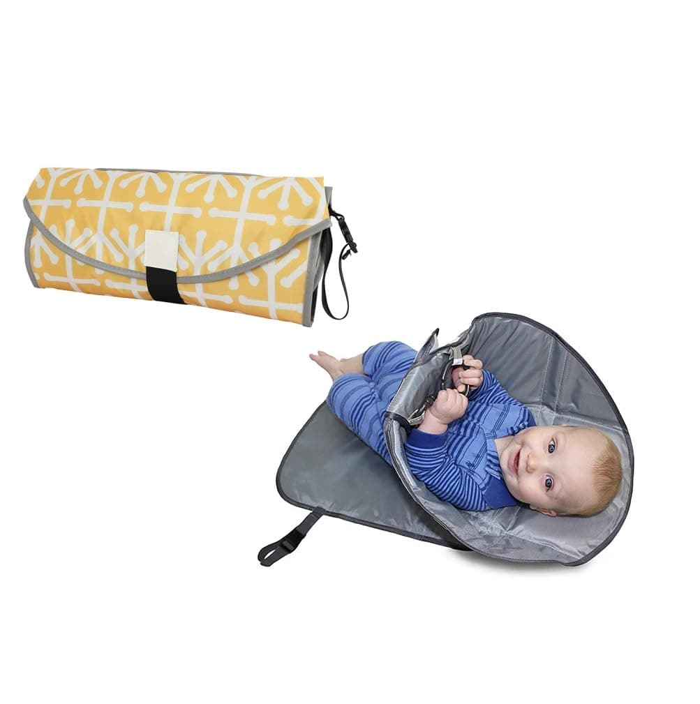 BABIES BLOOM Yellow 3 in 1 Multifunctional Travel Waterproof Baby Folding Diaper Changing Clutch/Mat Gifts for Mom Baby Travel Folding Diaper Clutch Matt