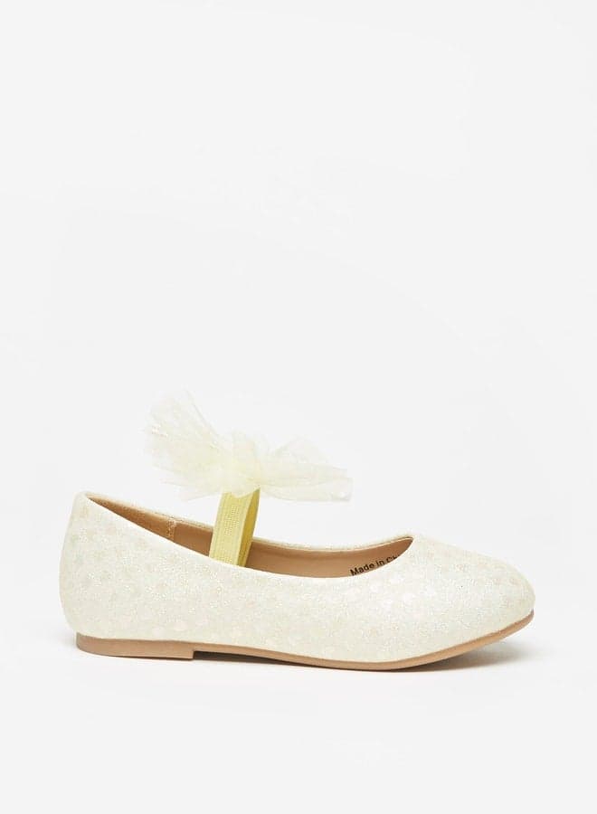 Printed Mary Jane Shoes with Bow Applique and Elasticated Strap — 26 EU