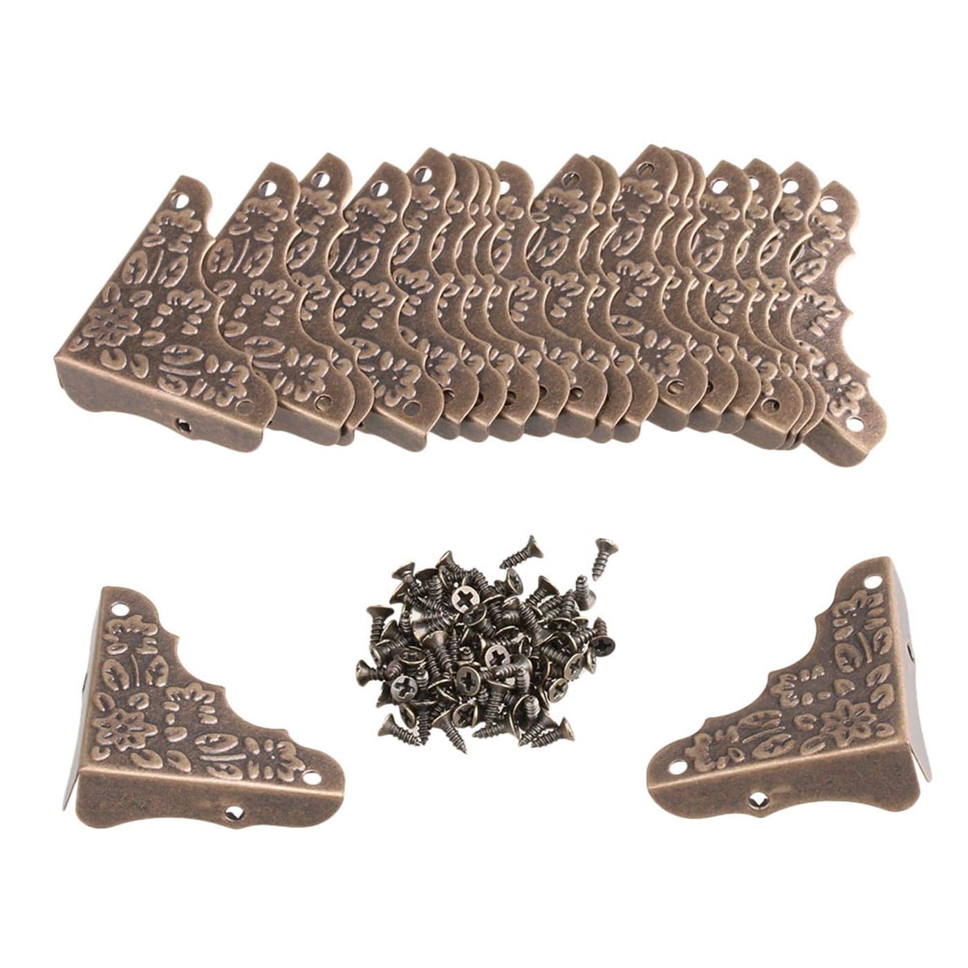 BQLZR Vintage Antique Decorative Corner Guards Desk Cover Bronze Pack of 20