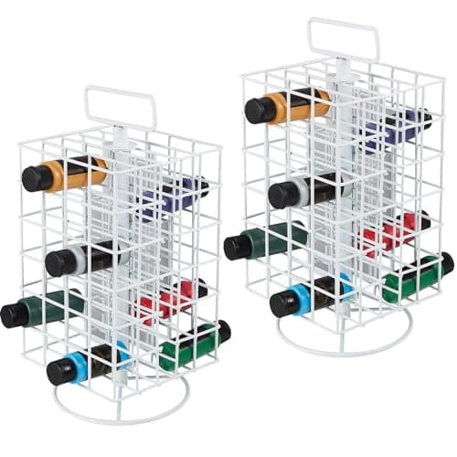 Yaocom 2 Pcs 360° Rotating Paint Holder Organizer, 6 Tier Spinning Paint Bottle Storage, Holds 48 Bottles for 2oz Acrylic Craft Paints, Art Supplies Desk Rack for Home, Classroom and Craft Room