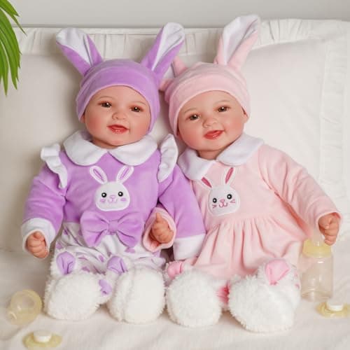 BABESIDE Baby Dolls Twins 17 Cute Soft Body Realistic Newborn Twin Dolls Real Life Baby Girl and Boy with Accessories 3 Year Old Kids Gifts Pretend Play Collection