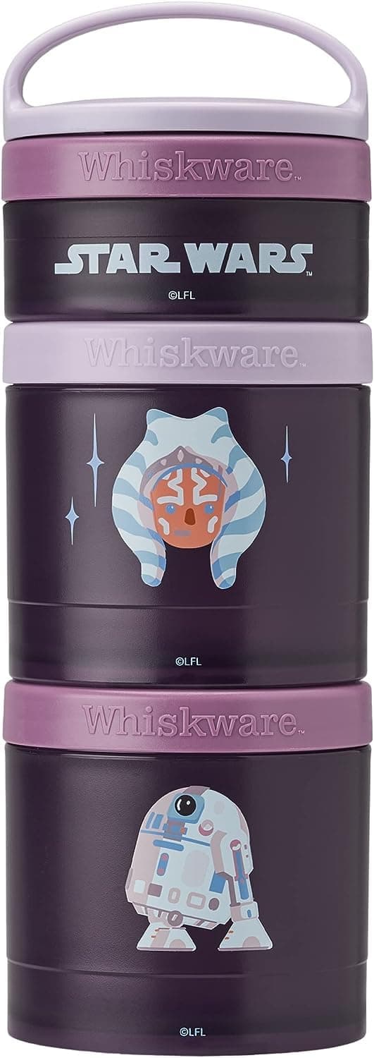 Whiskware Star Wars Stackable Snack Containers for Kids and Toddlers 3 Stackable Snack Cups for School or Travel Ashoka and R2D2