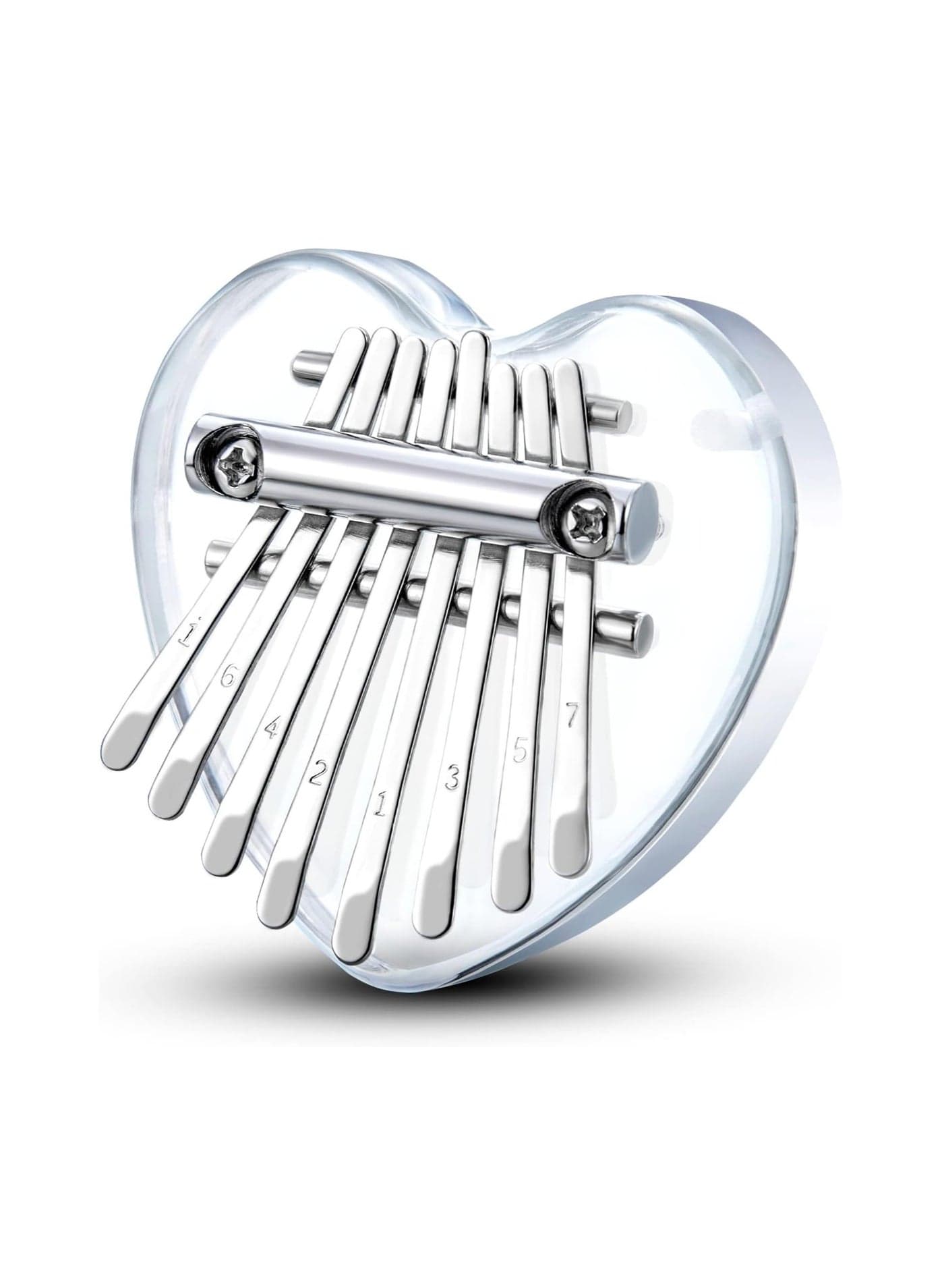 Mini Kalimba Thumb Piano 8 Keys, Portable Acrylic Mbira Finger Piano for Kids and Adults, Pocket Music Gift for Beginners (Acrylic Heart)