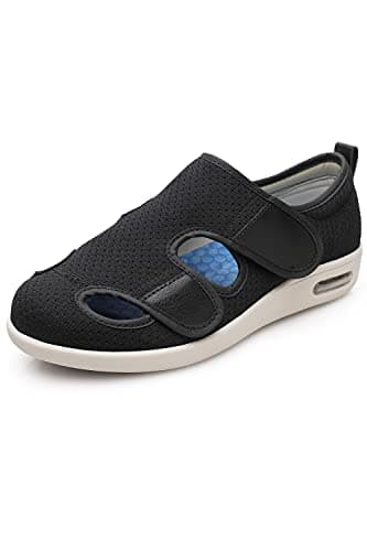 ZUMEIJIA Women's Diabetic Shoes for Women Casual Adjustable Walking Shoes Wide Shoes for Elderly Swollen Feet Non-Slip Air Cushion Bottom Fattening and Widening Black 8