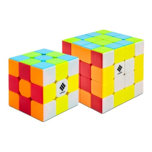 Cubelelo Drift 3x3 & 4x4 Stickerless Combo Set – Premium Dual Speed Cube Bundle for All Skill Levels – Smooth Turning, Durable, and Vibrant Stickerless Design
