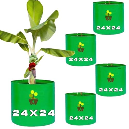MASHKI HDPE Grow Bags for Home, Terrace & Balcony Gardening – Big Size Vegetable Plant Grow Bags (15x15, 18"x18" & 24"x24" – Heavy Duty, UV Stabilized) (4, 24x24 Inches)