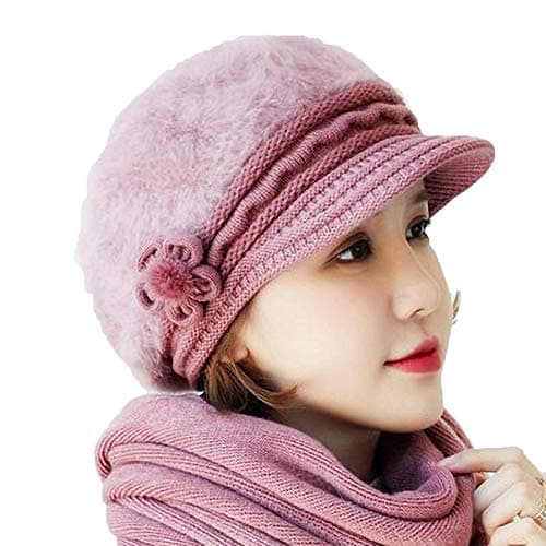 iSWEVEN Women's Wool Beanie Cap (ISW_NWC4058D_Taffy-Pink_Free Size)