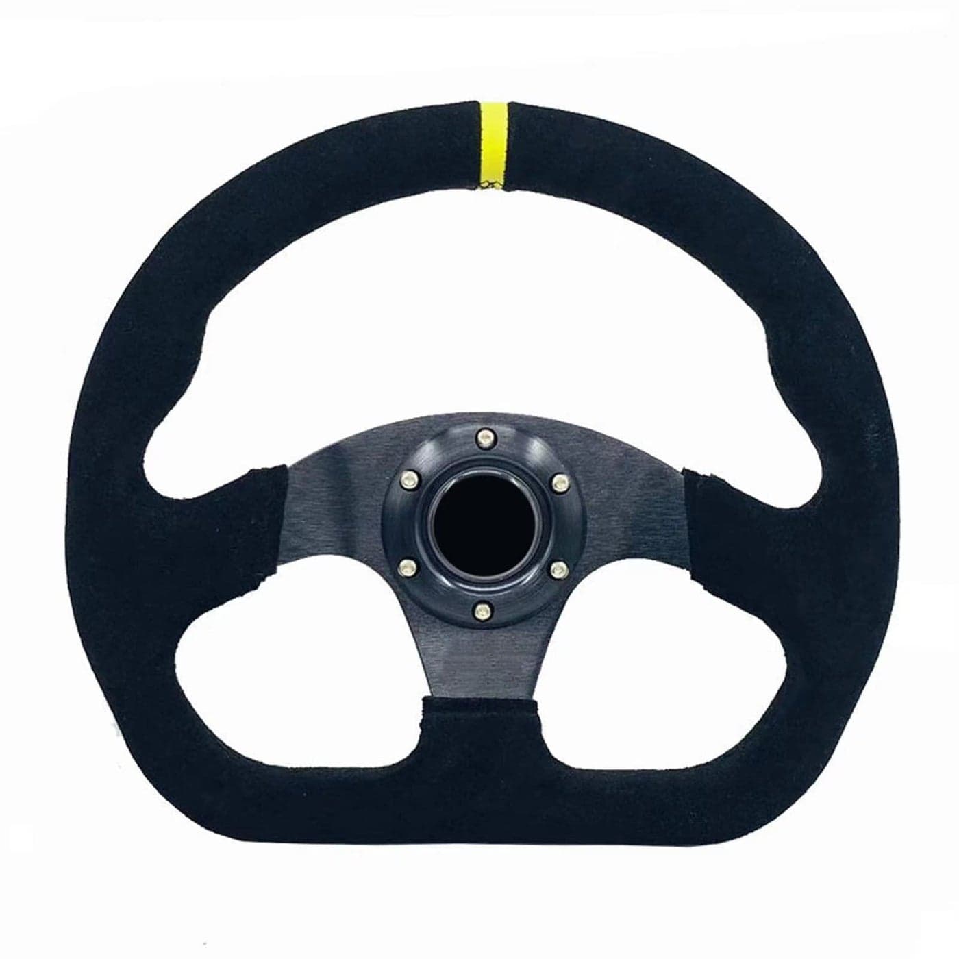 YEHICY 125 D Shape Car Racing Steering Wheel Suede Leather Flat Drift Sports Steering Wheel With Aluminum Bracket and Horn Button