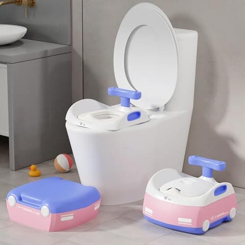 Lifelong Cuppy Potty Seat For Kids 1 To 6 Years - 3 In 1 Baby Potty Training Seat - Including Toilet Chair With Pot For Baby, Comfy Soft Cushioned Toilet Seat & Stepper - Non-Slip Seat For Child, Pink