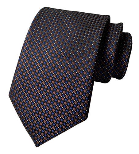 Gingham Plaid Ties for Men Boys Junior Ties Blue Brown Softness Silk Luxury Wedding Neckties