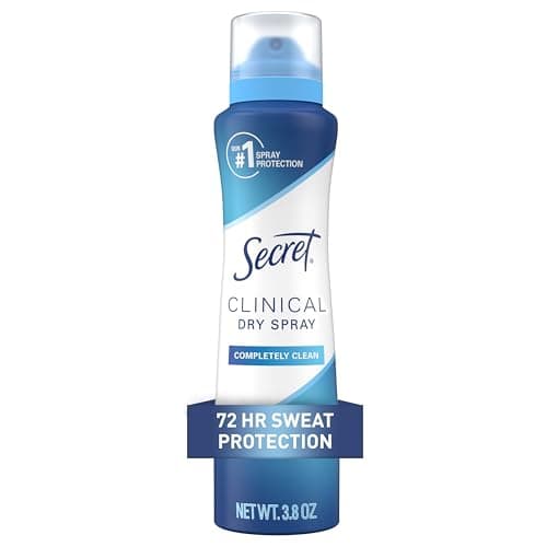 Secret Clinical Strength Dry Spray Antiperspirant Deodorant for Women 3X Stress Protection 72hr Sweat Odor Protection PH Balancing Minerals Completely Clean Scent 38 oz