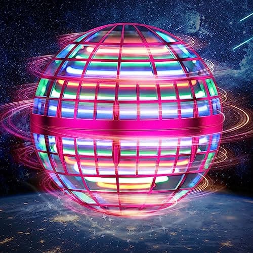 LEMATRIX Flying Orb Ball Toy Hover Ball Boomerang Fly Fidget Spinner Cool Toys Gifts for 6 7 8 9 10 11 12 Years Old boy Girls Teens Hand Mini Drone Cosmic Globe Indoor Outdoor Toys Pink