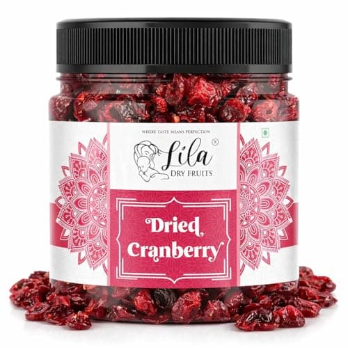 LILA DRY FRUITS Dried Cranberries 250 g | Naturally Sweetened Premium Californian Cranberry, Antioxidants Rich Delicious Tasty and Chewy Snack | Ideal for Snacking, Baking Perfect for Giftings