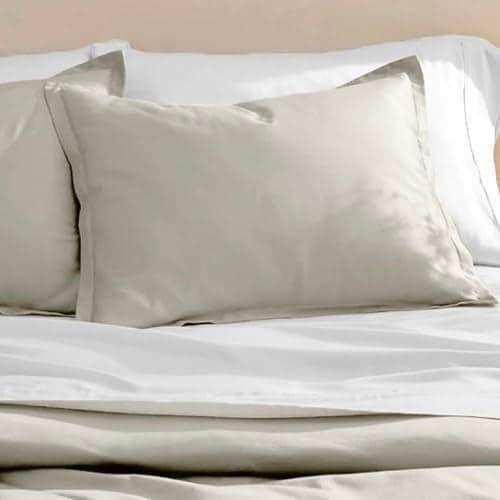 SleepyCat Sateen Standard Pillow Case - Pack of 2 | Made of 100% Cotton | 300 TC Buttey Soft Sateen Weave with Envelope Clousre - Ivory (Standard Size, 28x18 Inches)
