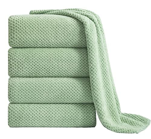 Extra Large Bath Towel Sheet Set 35x70 Inches - Oversized Bath Towels Set,Jumbo Large Polyester - Quick Dry, Lightweight,Super Soft,Highly Absorbent Towel Set for Bathroom,Hotel,SPA,Pack of 4 (Green)