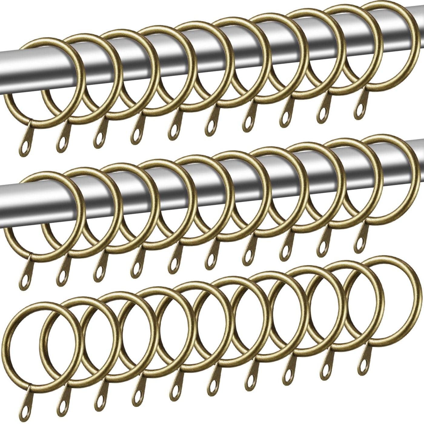 Shappy 40 Pack Metal Drapery Curtain Rod Rings with Eyelets Internal Diameter 118in Fits up to 079 in Rod Hanging Drape Sliding Eyelet Green Brass Rings for Window Door Shower Bathroom
