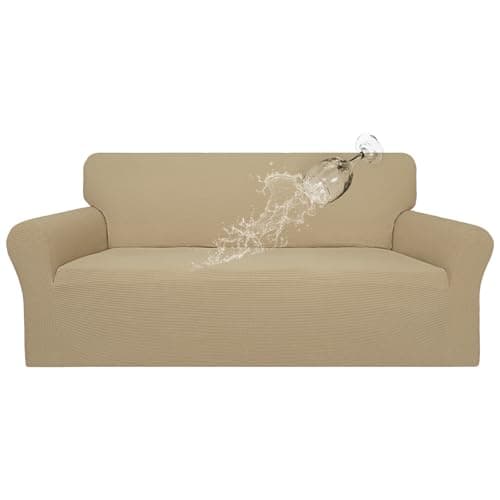 Easy-Going 100% Waterproof Couch Cover, Dual Waterproof Sofa Cover, Stretch Jacquard Sofa Slipcover, Leakproof Furniture Protector for Kids, Pets, Dog and Cat (Sofa, Sand)