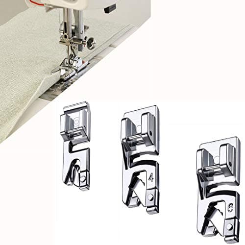 Windman 3 Sizes Narrow Rolled Hem Foot 3 mm, 4 mm, 6 mm Hemmer Foot for Singer Brother Hem Foot Low Shank Machine Sewing Foot Hemmer