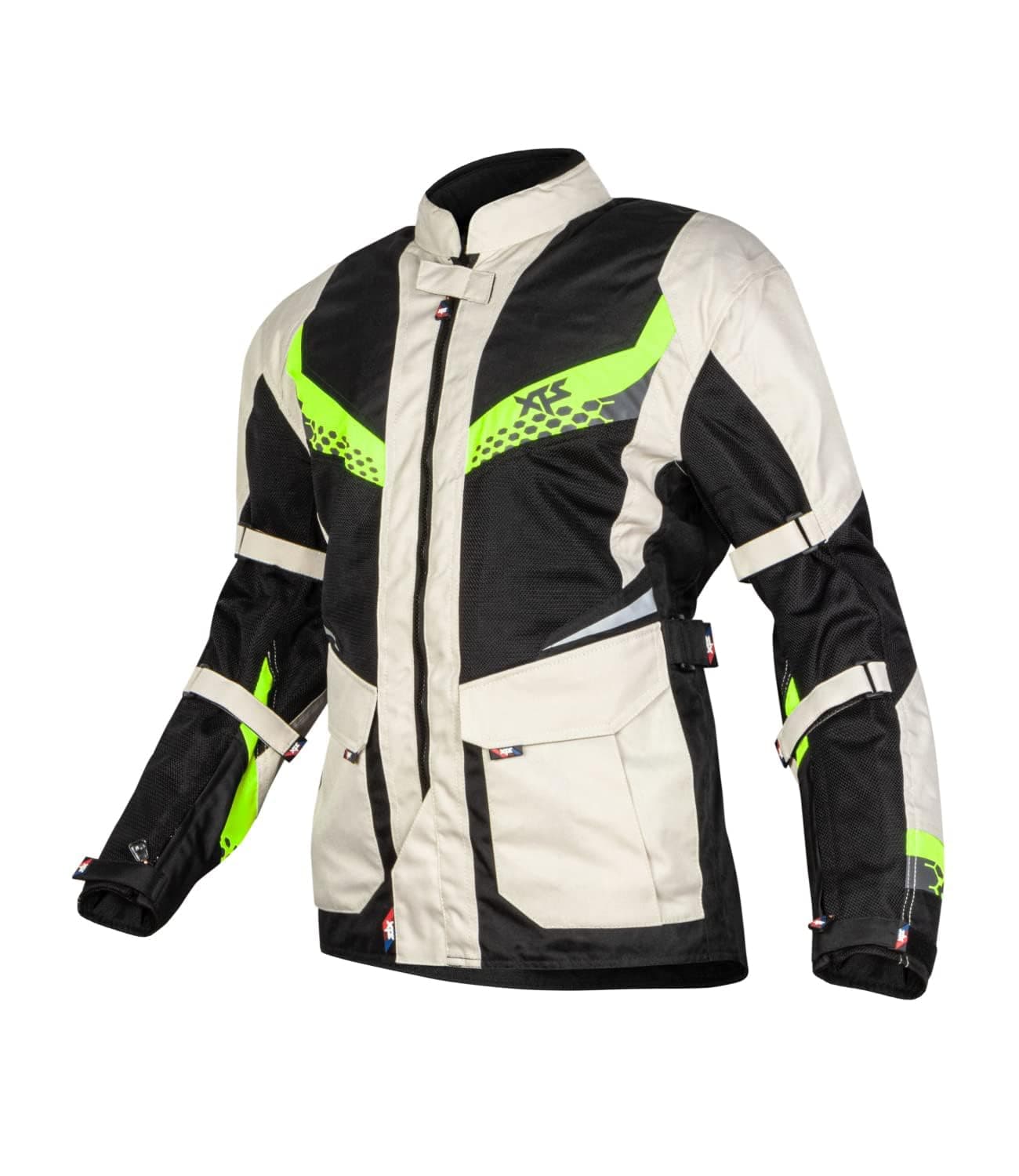XTS Endo Riding Jacket - Mesh Protective Motorcycle Touring Riding Jacket with Impact Protection and Abrasion Resistance - Black White, Large